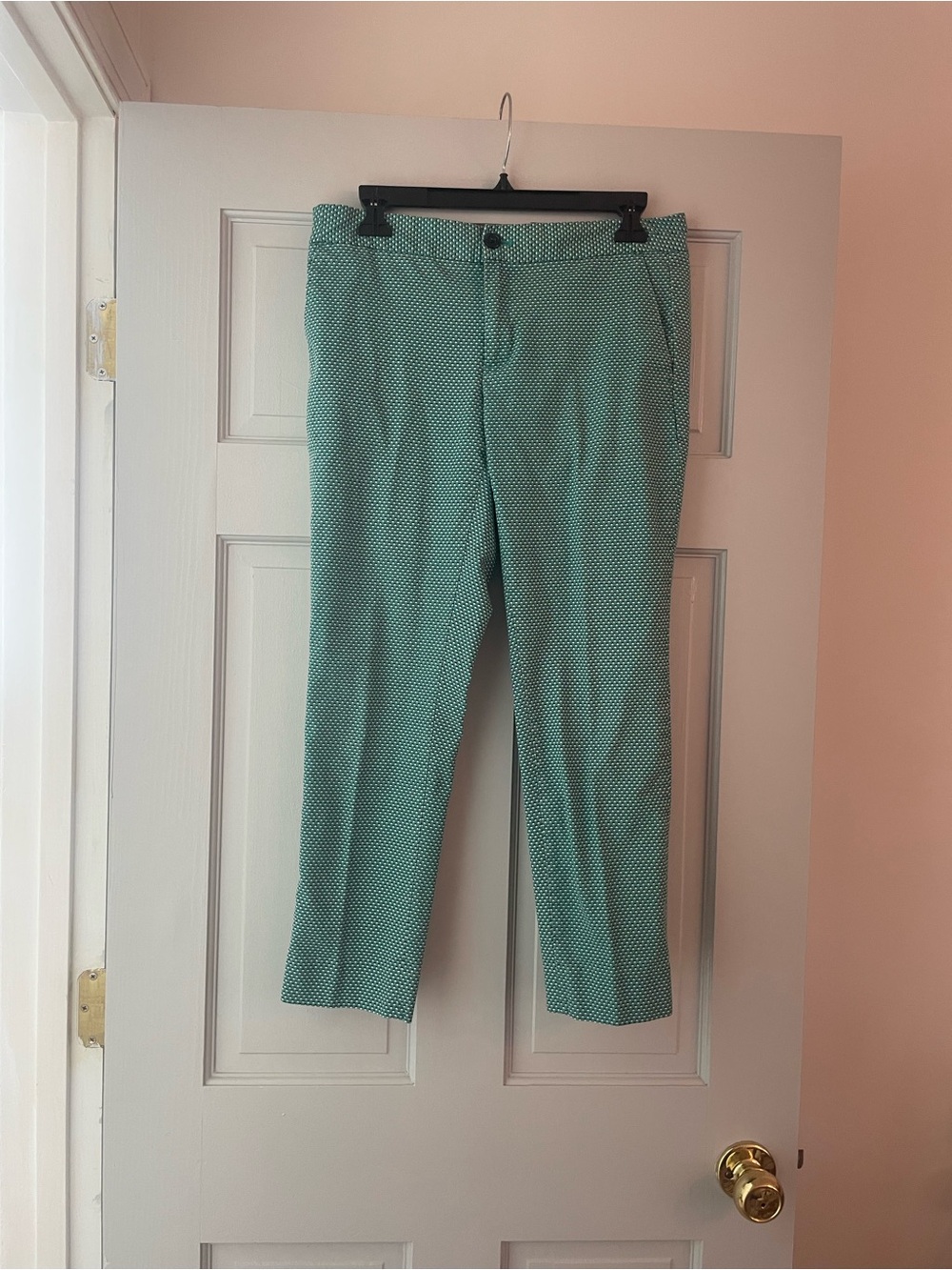 Banana Republic Hampton Fit Green Patterned Dress Pants